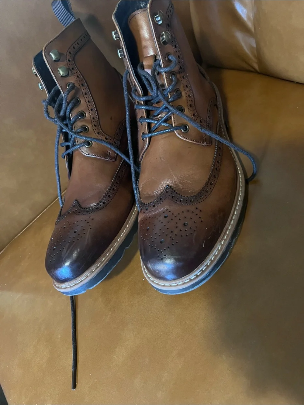 Jonsen Milan vegan leather wingtip derby boots men’s size 10-10.5